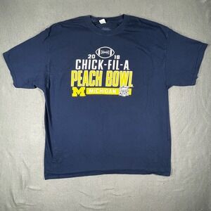 2018 Chick-Fil-A Peach Bowl Michigan Wolverines Navy‎ Blue T-Shirt 2XL